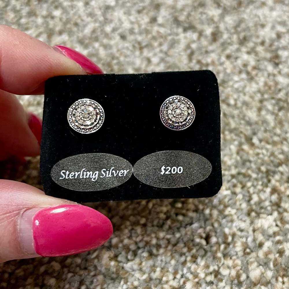 Macy's Sterling Silver Diamond Stud Earrings